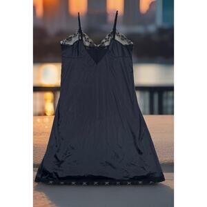 Vintage Body Chic Sz 38 Black Full Length Gown Slip Dress Made in USA Coquette